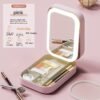 Makeup Storage Box With LED Light Mirror Portable Travel Makeup Cosmetics Storage Box Touch Light Storage Organizer - Image 3