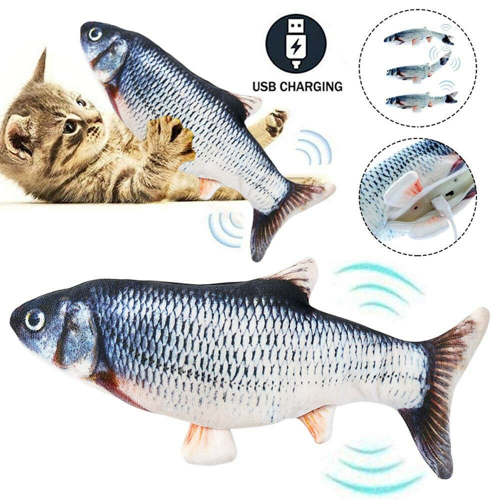 Electric Fish Cat Toy Realistic Interactive Kicker Jumping Dancing Kitten Toys - Image 3