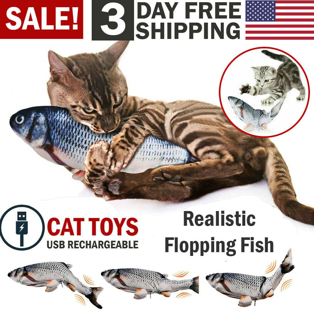 Electric Fish Cat Toy Realistic Interactive Kicker Jumping Dancing Kitten Toys - Image 10