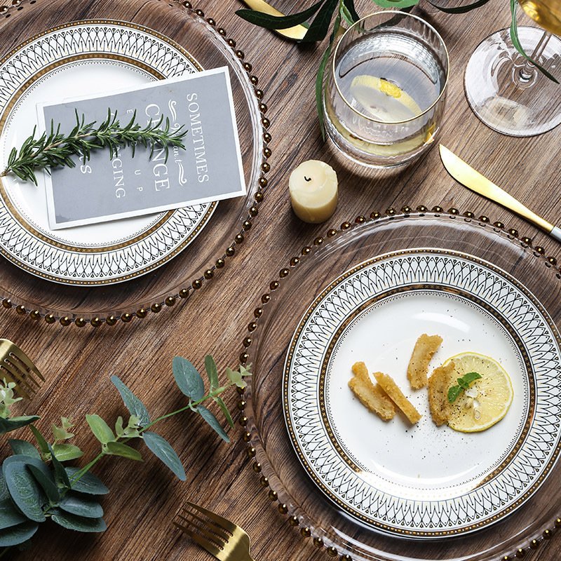 European-style plate Wobble plate plate Gold plated plate Glass beads Dot plate ceramic - Image 3