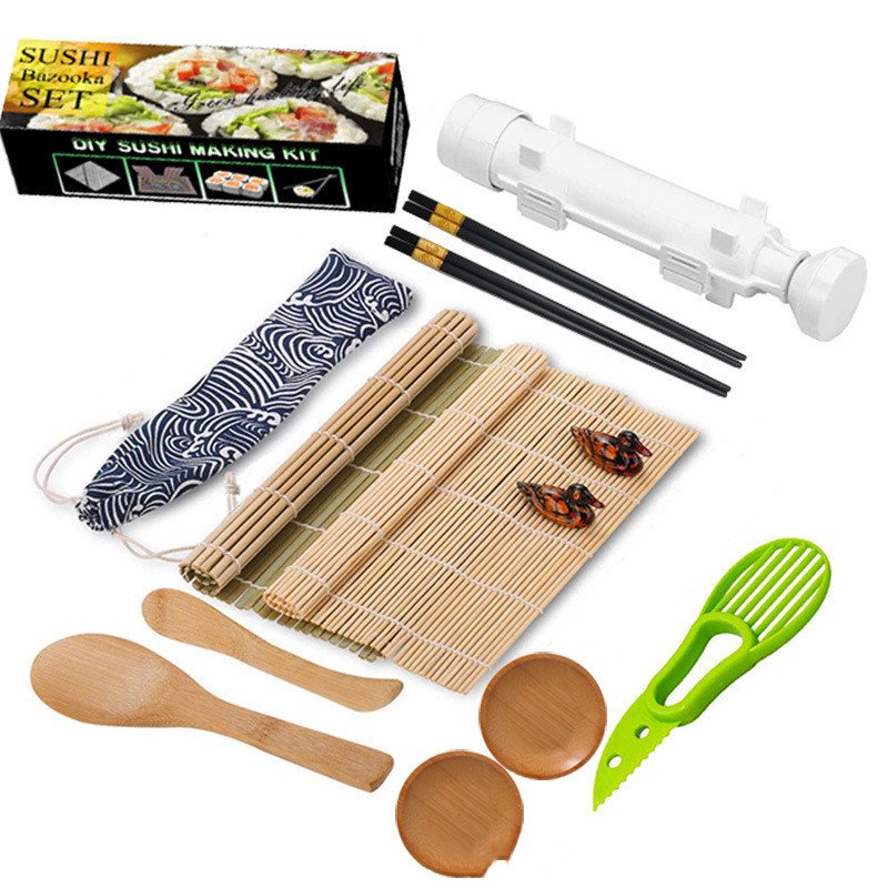 Mould Bamboo Wooden Dish Free Combination Rolling Curtain Rice Spoon Creative Sushi Set