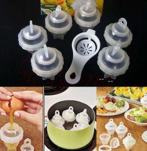 Hot 1 Set7 Piece Hard Boil Egg Cooker 6 Eggies Without Shells With Bonus Egg White Yolk Separator Eggs Steamer