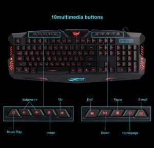 J10 tricolor backlight wired gaming keyboard set colorful - Image 3