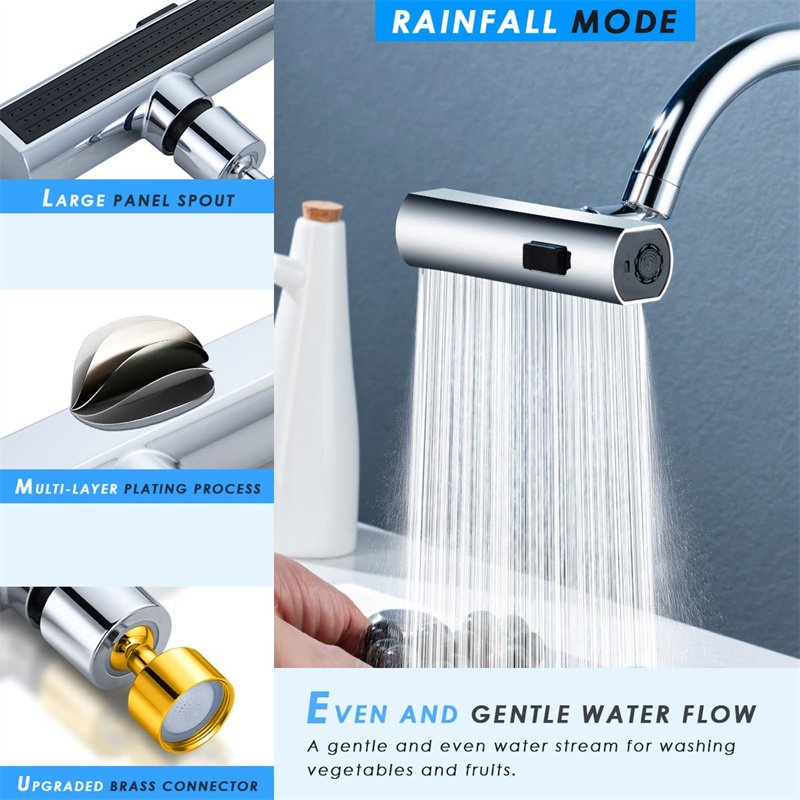 Kitchen Faucet Waterfall Outlet Splash Proof Universal Rotating Bubbler - Image 2