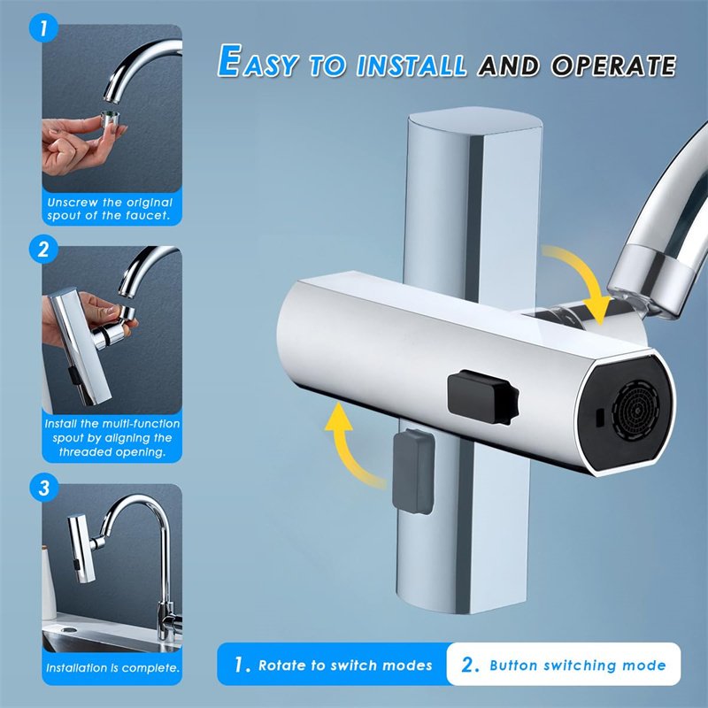 Kitchen Faucet Waterfall Outlet Splash Proof Universal Rotating Bubbler - Image 3