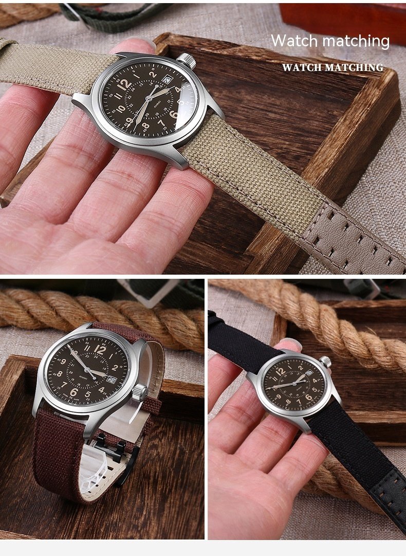 Sports Canvas Cowhide Watch Strap - Image 9